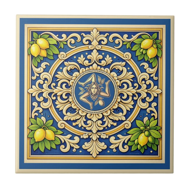 Sicilia Trinacria Sicilian design  Tile (Front)