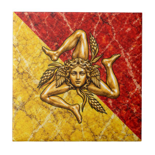 Sicilia Trinacria Sicilian Flag design Tile
