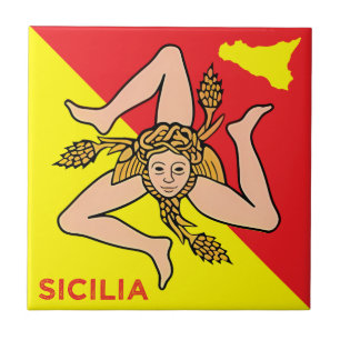 Sicilia Trinacria Sicilian Flag design Tile