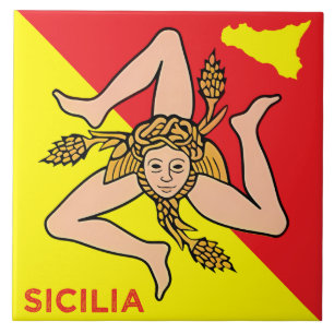 Sicilia Trinacria Sicilian Flag design Tile