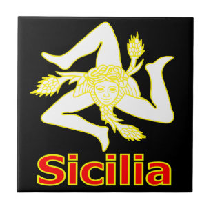 Sicilia with Trinacria Symbol T-Shirt Tile