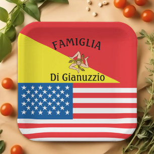 Sicilian-American Flag of Sicily American Flag Paper Plate
