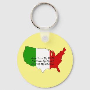 Sicilian American Italian Patriot USA Map  Key Ring