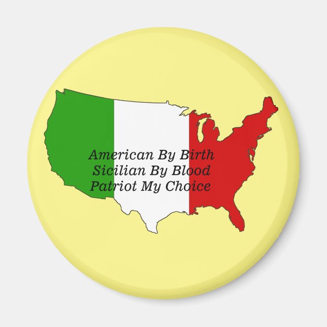 Sicilian American Italian Patriot USA Map Magnet (Front)