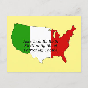 Sicilian American Italian Patriot USA Map  Postcard