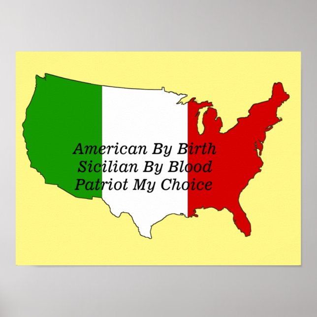 Sicilian American Italian Patriot USA Map  Poster (Front)