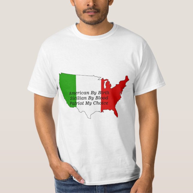 Sicilian American Italian USA Map  T-Shirt (Front)