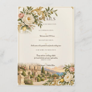 Sicilian Baroque Wedding Antique Floral Details Enclosure Card