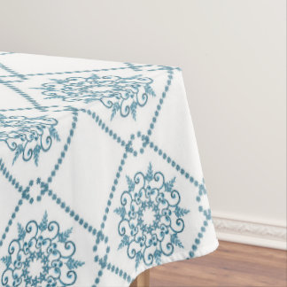 Sicilian Blue Ceramic tile pattern, repeating text Tablecloth