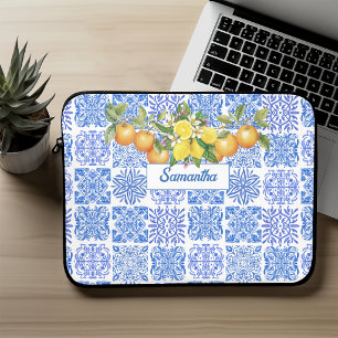 Sicilian blue yellow citrus Mediterranean azulejo Laptop Sleeve