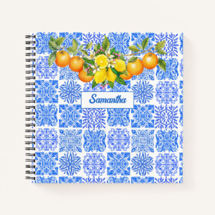 Sicilian blue yellow citrus Mediterranean azulejo Notebook