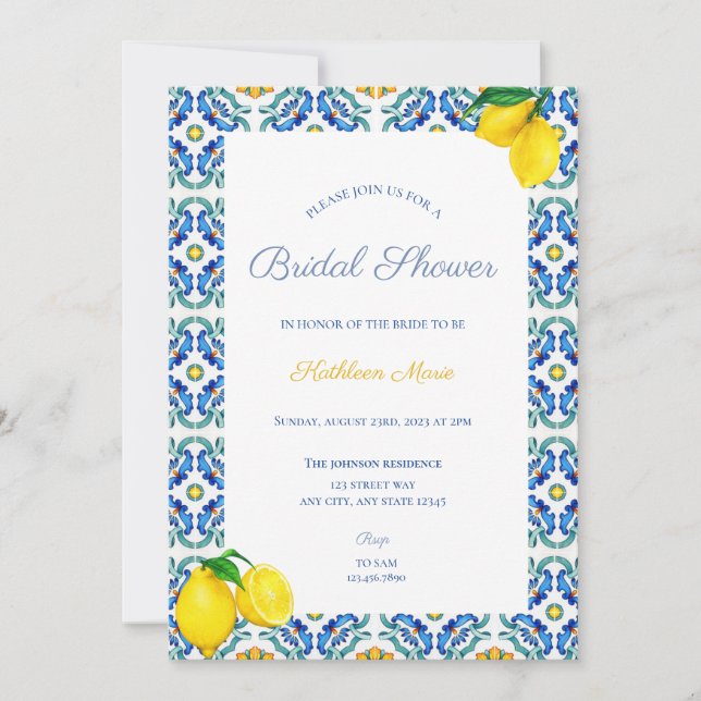 Sicilian Bridal Shower Invitation (Front)