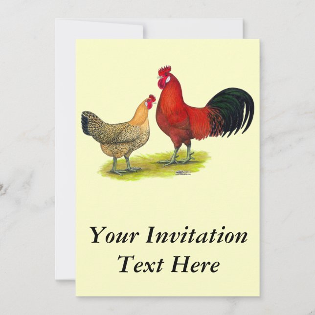 Sicilian Buttercup Chickens Invitation (Front)