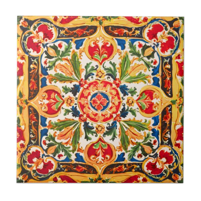 Sicilian Ceramic Pattern Tile (Front)