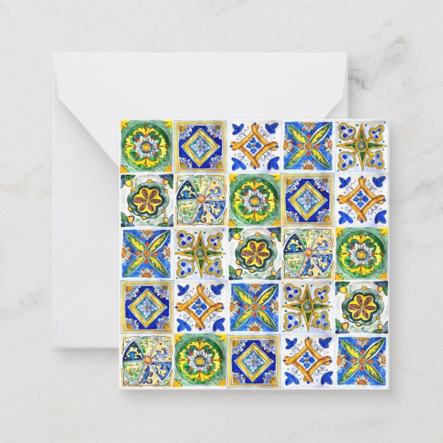 Sicilian Ceramic Tile - Flat note card (Front)