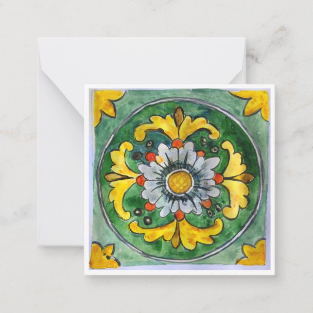 Sicilian Ceramic Tile - P1 - Flat note card (Front)