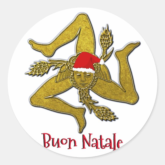 Sicilian Christmas Trinacria  Classic Round Sticker (Front)