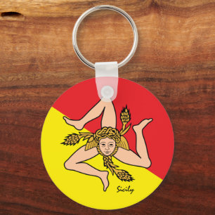 Sicilian flag, emblem & Sicily holiday / sports Key Ring