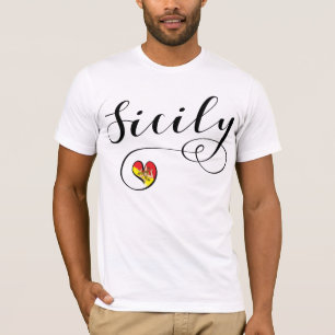 Sicilian Flag Heart, I Love Sicily T-Shirt