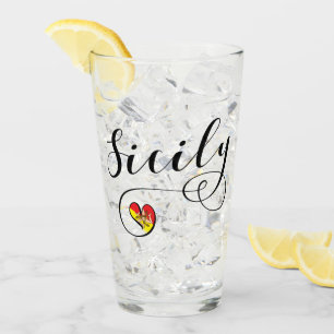 Sicilian Flag Heart, Sicily Glass