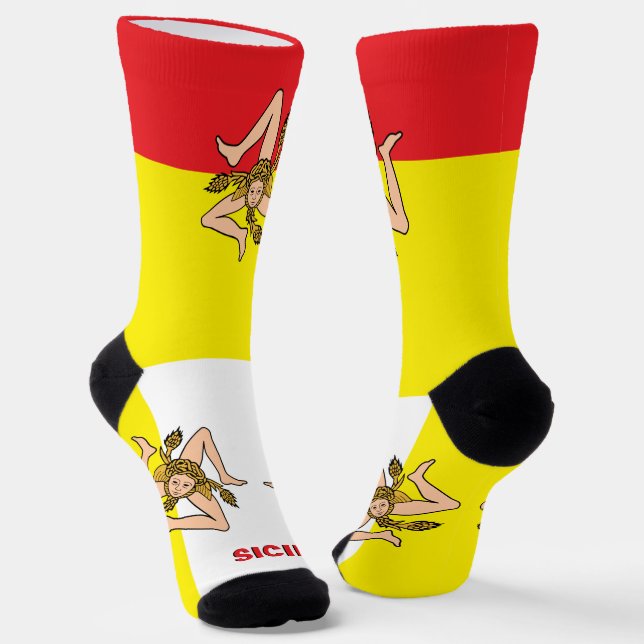 Sicilian Flag Patriotic Sustainable Sicily Premium Socks (Angled)