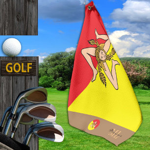 Sicilian flag & Sicily monogrammed / golf towel
