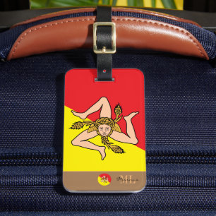 Sicilian flag & Sicily monogrammed Luggage Tag