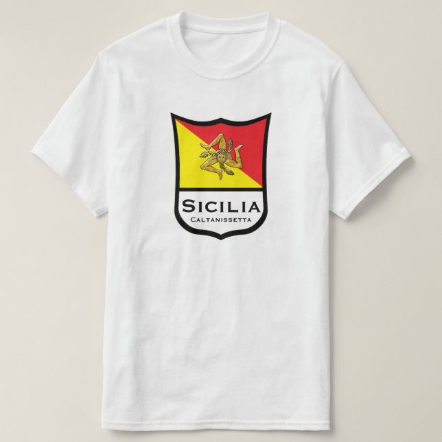 Sicilian Flag Trinacria Gold Personalise T-Shirt (Design Front)