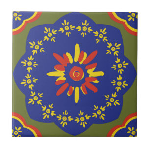 Sicilian Flower Dot Ceramic Tile