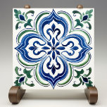 Sicilian Garden Watercolor Blue Green Tile<br><div class="desc">The Sicilian Garden Ceramic Print Tile brings the vibrancy of Italian ceramics to your home with its elaborate and colourful design. A lush display of florals and foliage radiates from the central motif, with bold blues, greens, and hints of yellow creating a captivating pattern. This tile print is a photographic...</div>
