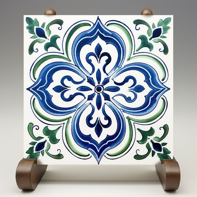 Sicilian Garden Watercolor Blue Green Tile (Creator Uploaded)