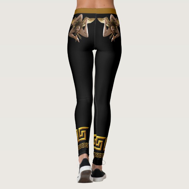 Sicilian Golden Medusa Athletic Leggings (Back)