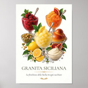 Sicilian Granita - Vintage Italian Dessert Poster