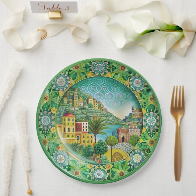 Sicilian Green: Melamine Paper Plate (Wedding)