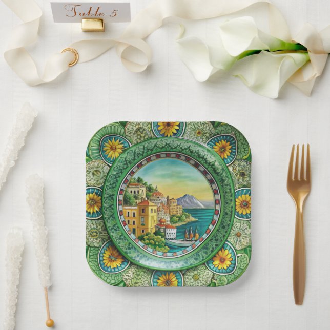Sicilian Green: Melamine Paper Plate (Wedding)