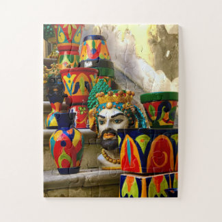 Sicilian Head Planters & Colourful Ceramics | Noto Jigsaw Puzzle