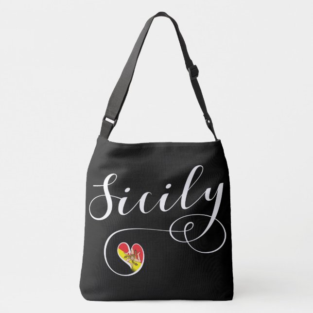 Sicilian Heart Flag, Sicily Crossbody Bag (Back)