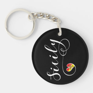 Sicilian Heart Flag, Sicily Key Ring