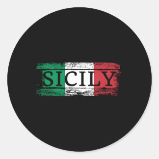 Sicilian Italian Italy Flag I Sicily Vacation Trav Classic Round Sticker
