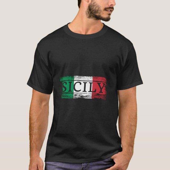 Sicilian Italian Italy Flag I Sicily Vacation Trav T-Shirt (Front)