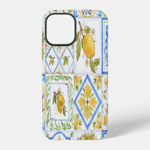 Sicilian Lemons Watercolor Square Pattern iPhone 12 Case
