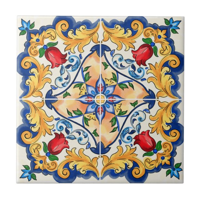 Sicilian Majolica Colorful Tile Pattern (Front)