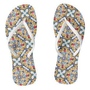 Sicilian Majolica Colorful Tile Pattern Flip Flops