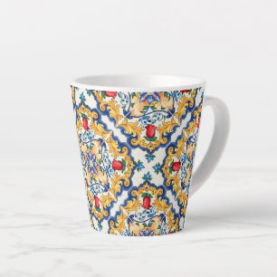 Sicilian Majolica Colorful Tile Pattern Latte Mug