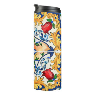 Sicilian Majolica Colorful Tile Pattern Thermal Tumbler