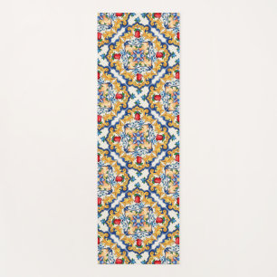 Sicilian Majolica Colorful Tile Pattern Yoga Mat