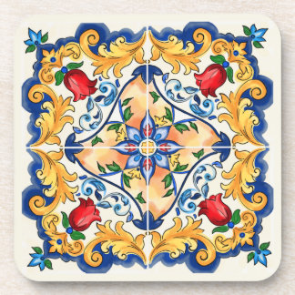 Sicilian Majolica Colourful Tile Pattern Coaster