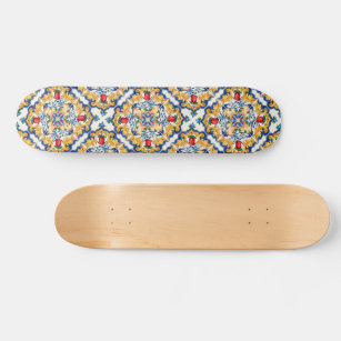 Sicilian Majolica Colourful Tile Pattern Skateboard
