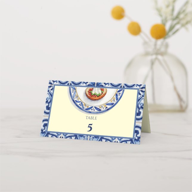 Sicilian Majolica Tile Place Card Arancini (Front)