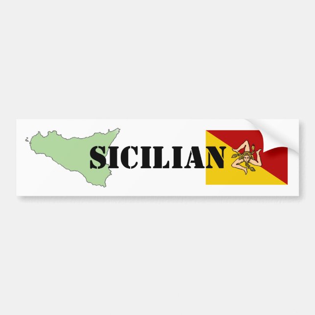 Sicilian Map & Flag Bumper Sticker (Front)